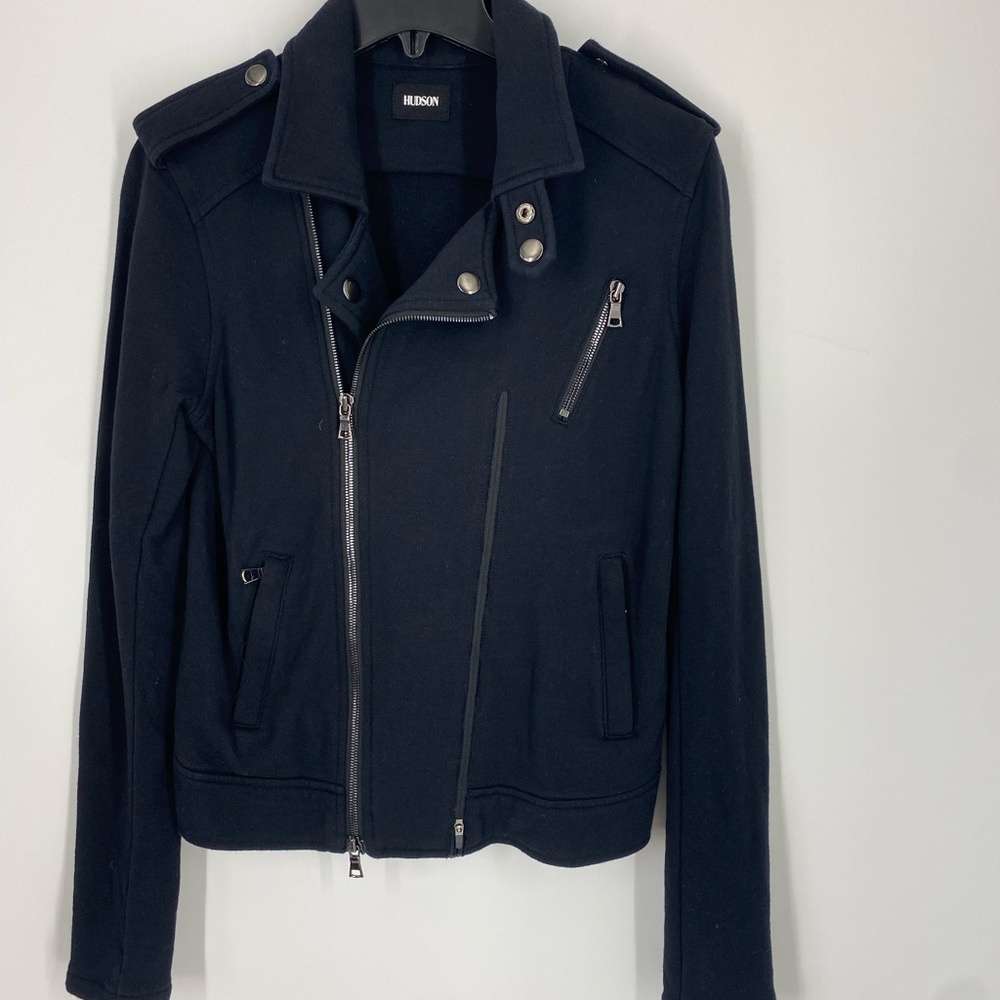 Hudson Moto Jacket Black Knit SZ S